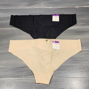 Alfani Intimates Thong Panties Underwear Seamless 2 Pair Black Creamy Ivory XXL